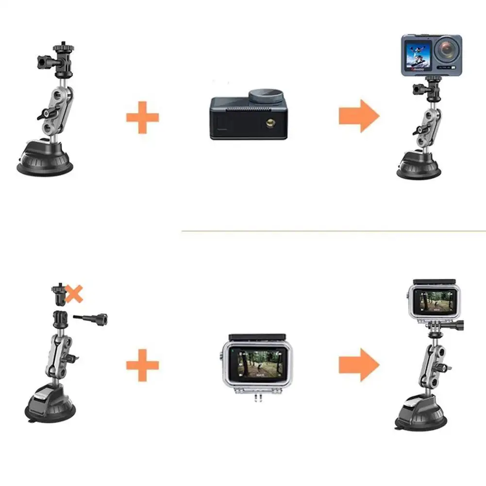 Vehicle Window Windshield 360 Adjustable Car Suction Cup Mount Holder 1/4 Inch For Gopro Insta360 DJI Action Camera