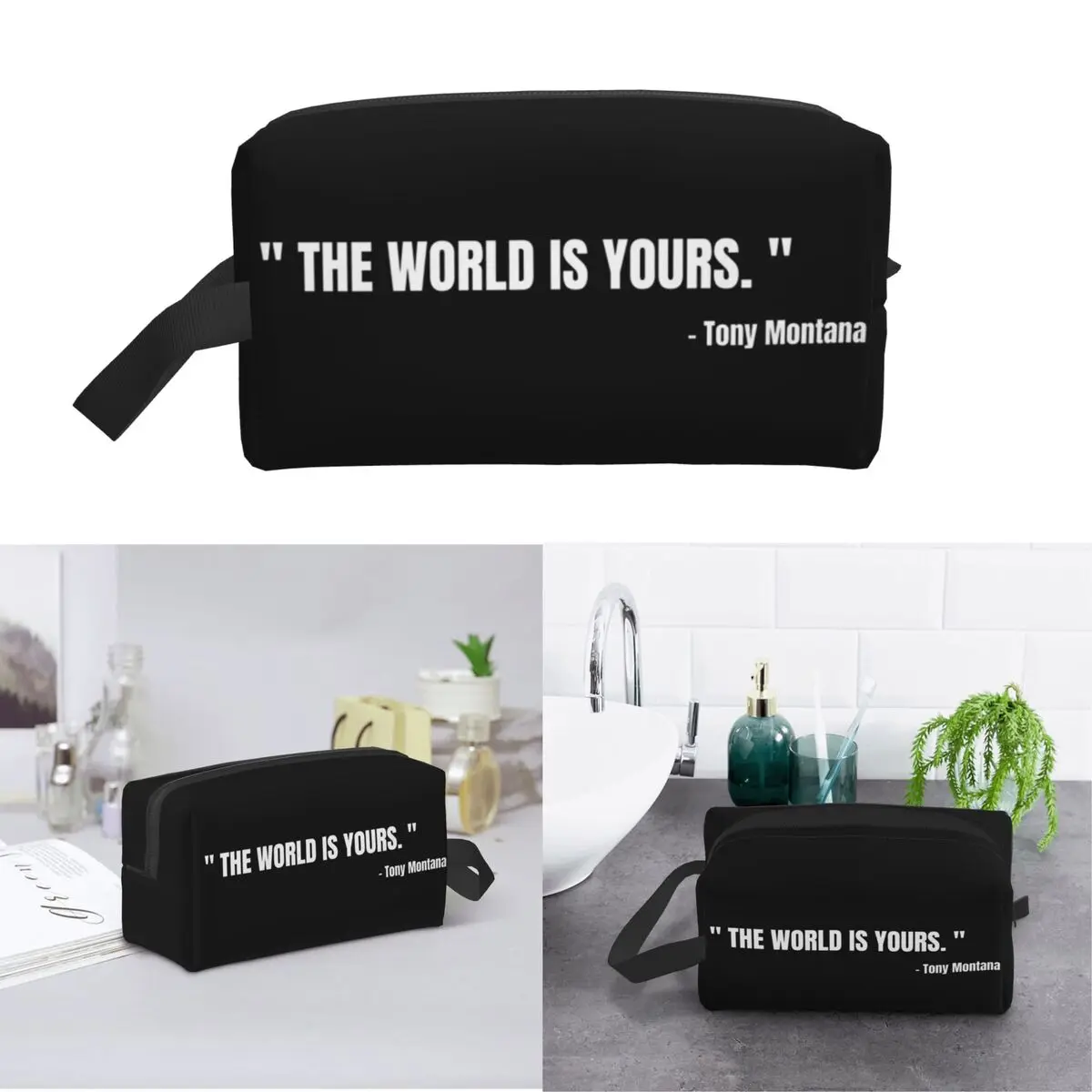 Scarface Tony Montana The World Is Yours Movie Makeup Bag Cosmetic Storage Dopp Kit Toiletry Cosmetic Bag for Women Beauty
