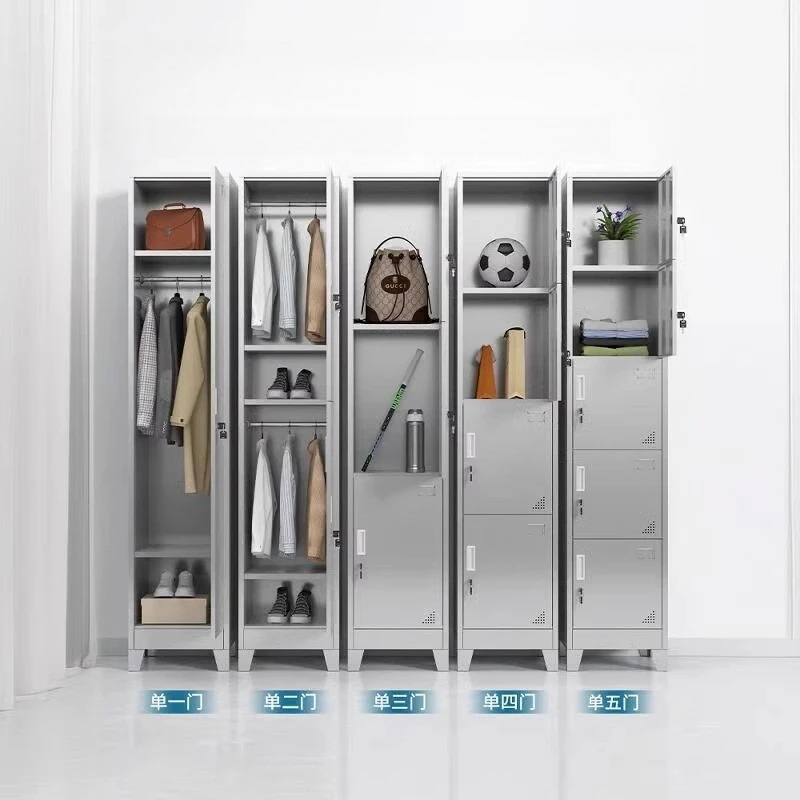 Stainless steel single-door locker, staff locker, multi-layer locked household seam cabinet, dormitory bathroom change cabinet
