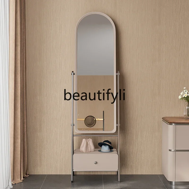 

Italian minimalist bedroom full-length mirror modern floor mirror light luxury high-end fitting full-length mirror