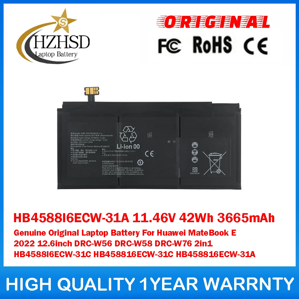 HB4588I6ECW-31A 11.46V 42Wh 3665mAh حقيقية الأصلي بطارية الكمبيوتر المحمول لهواوي MateBook E 2022 12.6 بوصة DRC-W56 DRC-W58 DRC-W76