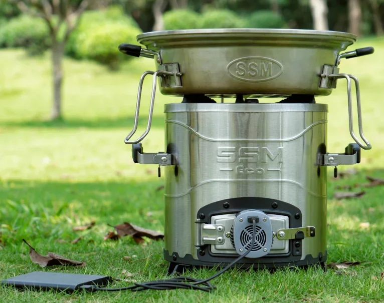 Best fast cooking stainless steel camping indoor outdoor pellet stove with fan foldable handles