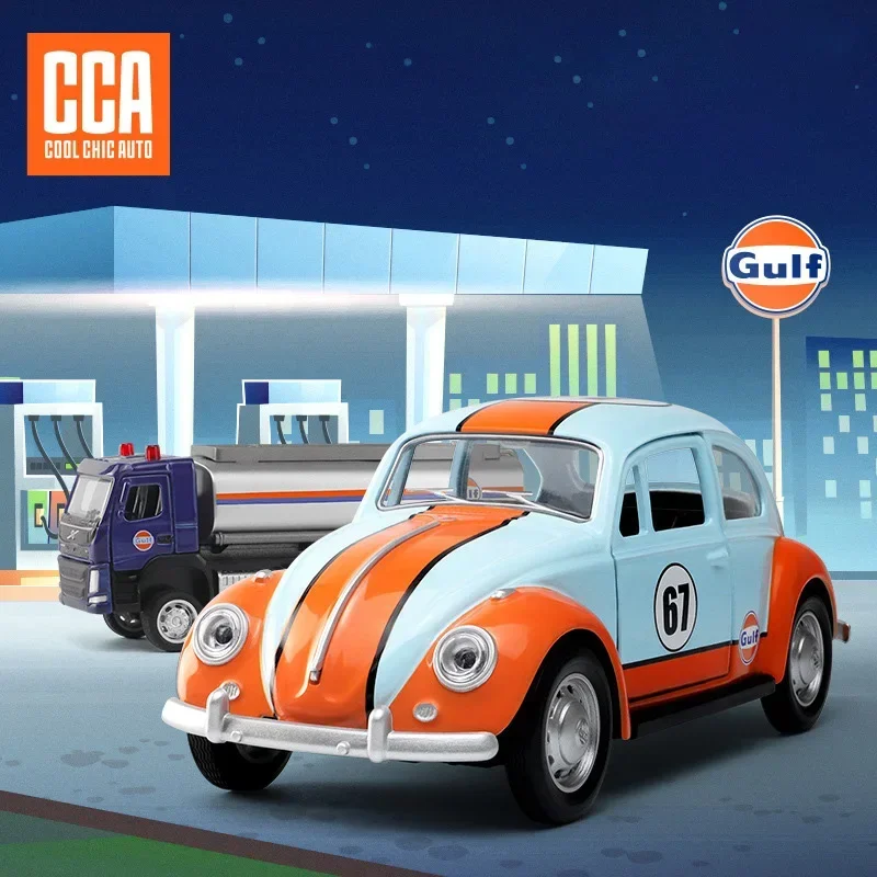 CCA Gulf Gas Station Fusca Bus Ford GT 2017 Camaro Modelo de carro de corrida de metal fundido veículo em miniatura carro de brinquedo infantil para presente de menino