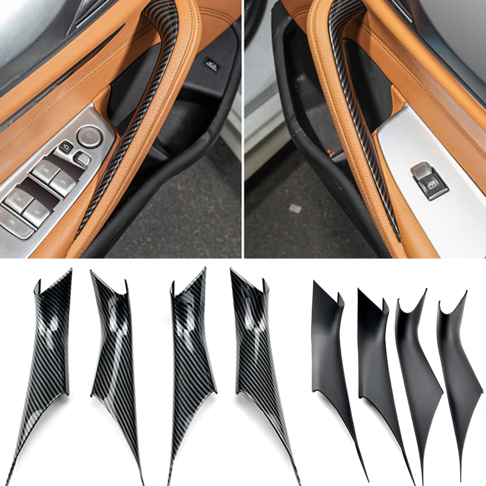 Car Interior Door Handles Cover For BMW 5 Series G30 G38 530li ABS Carbon Left Right Inner Doors Panel Handle Pull Carrier Trim