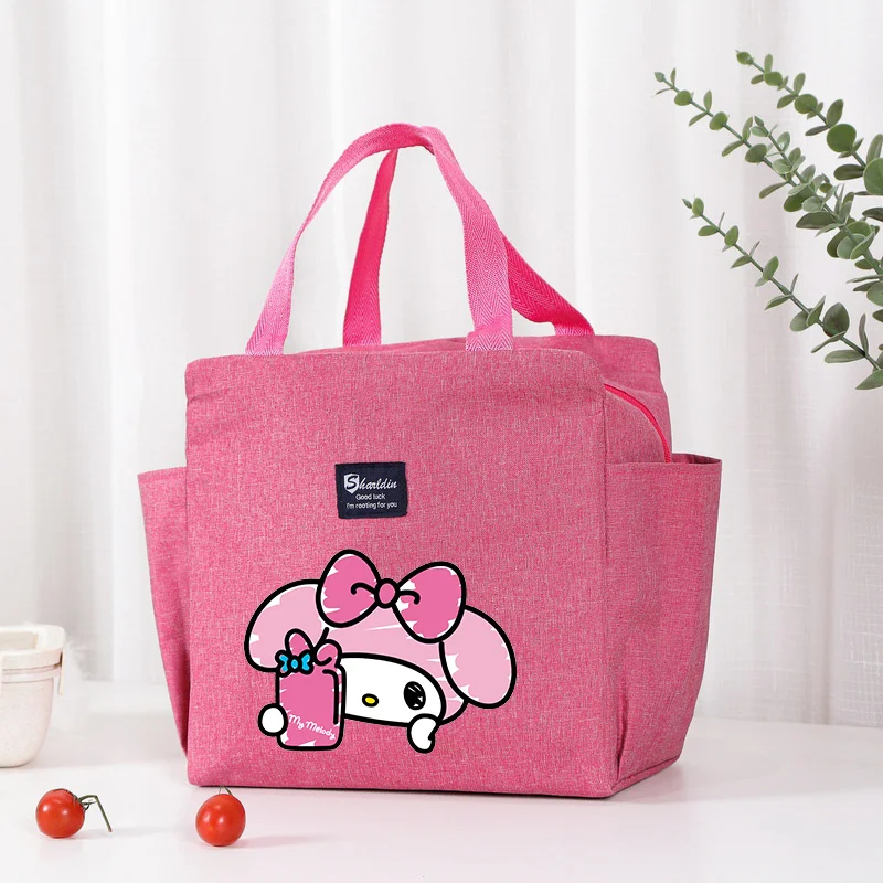 Hello Kitty Sanrio Lunch Bag Cartoon Cute Print Insulation pasto Pack scatola di immagazzinaggio termica con cerniera per alimenti isolata di grande