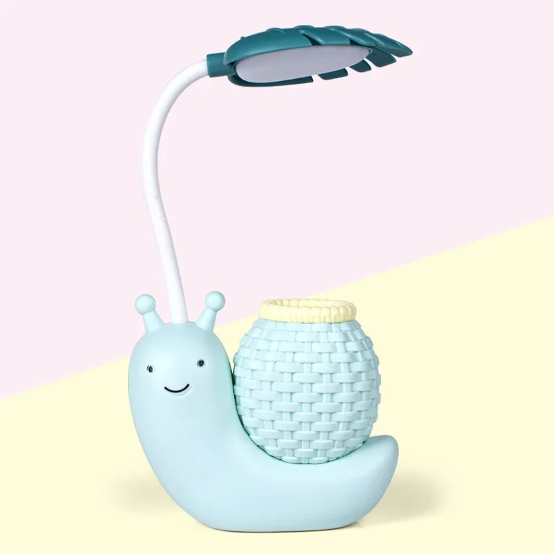 Mini Cartoon Creative Snail Eye Protection Night Light Student Dormitory Multi Functional Reading Desk Lamp Desktop Decoration