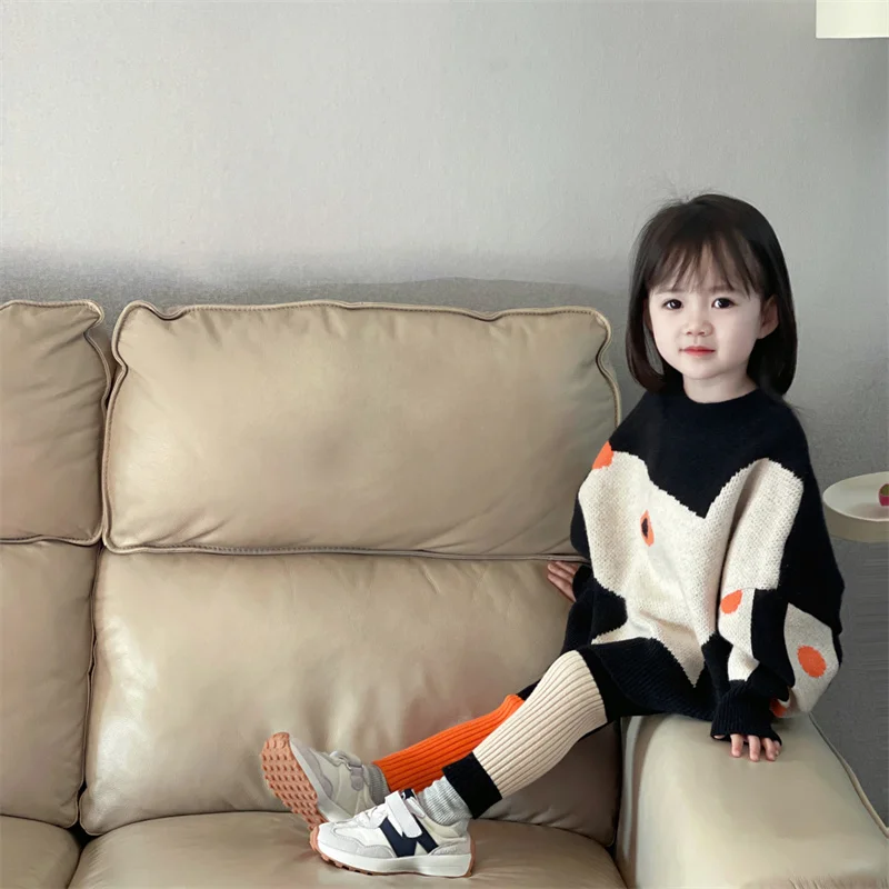 Girls Sweater Wool Coat Kids Tops Knitting 2022 Elegant Thicken Warm Winter Autumn Toddler Cottons Children\'s Clothing