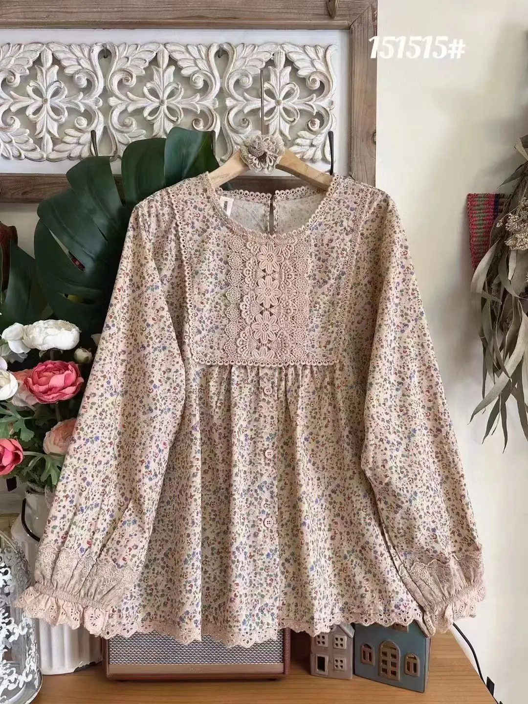 النساء موري كي الملابس خمر الأزهار طباعة التطريز تي شيرتات قطن ربيع الخريف س الرقبة طويلة الأكمام بلوزة فضفاضة غير رسمية القمم