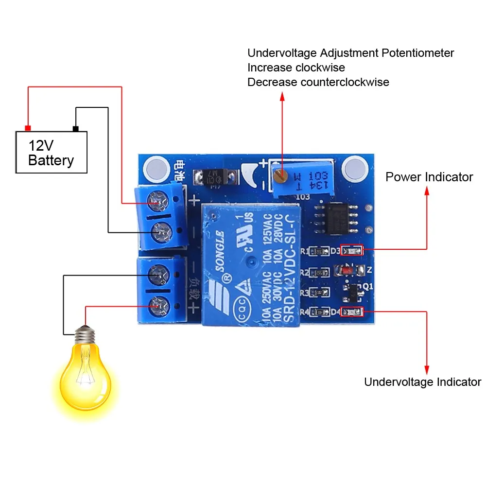 DC 12V/24V 10A/30A Battery Undervoltage Low Voltage Cut off Disconnect Auto Recovery Switch Power Off Protecter Charge Control