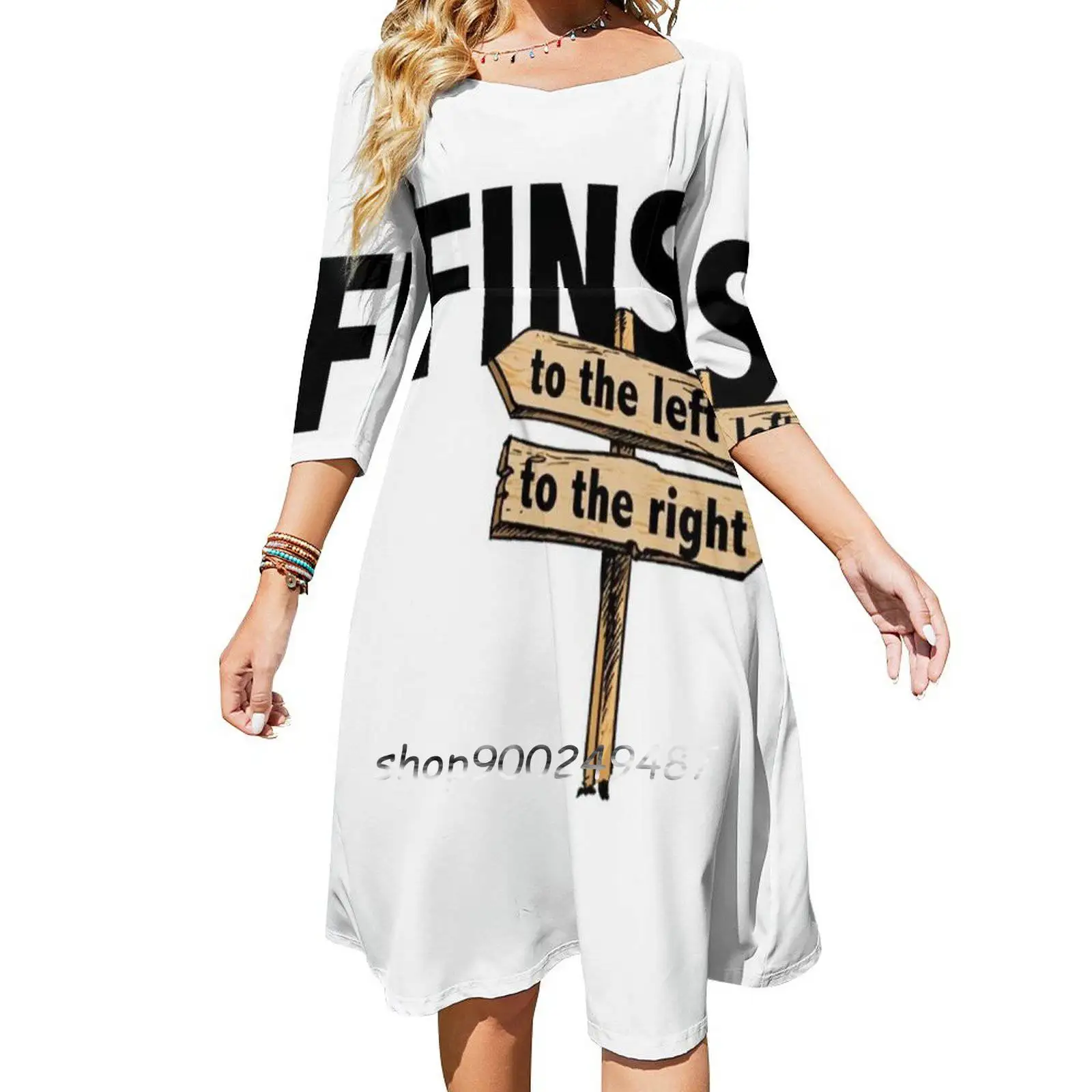 You Got Fins To The Left , Fins To The Right! Flare Dress Multiple styles Print Dress Short and Long Sleeve Dress Parrothead