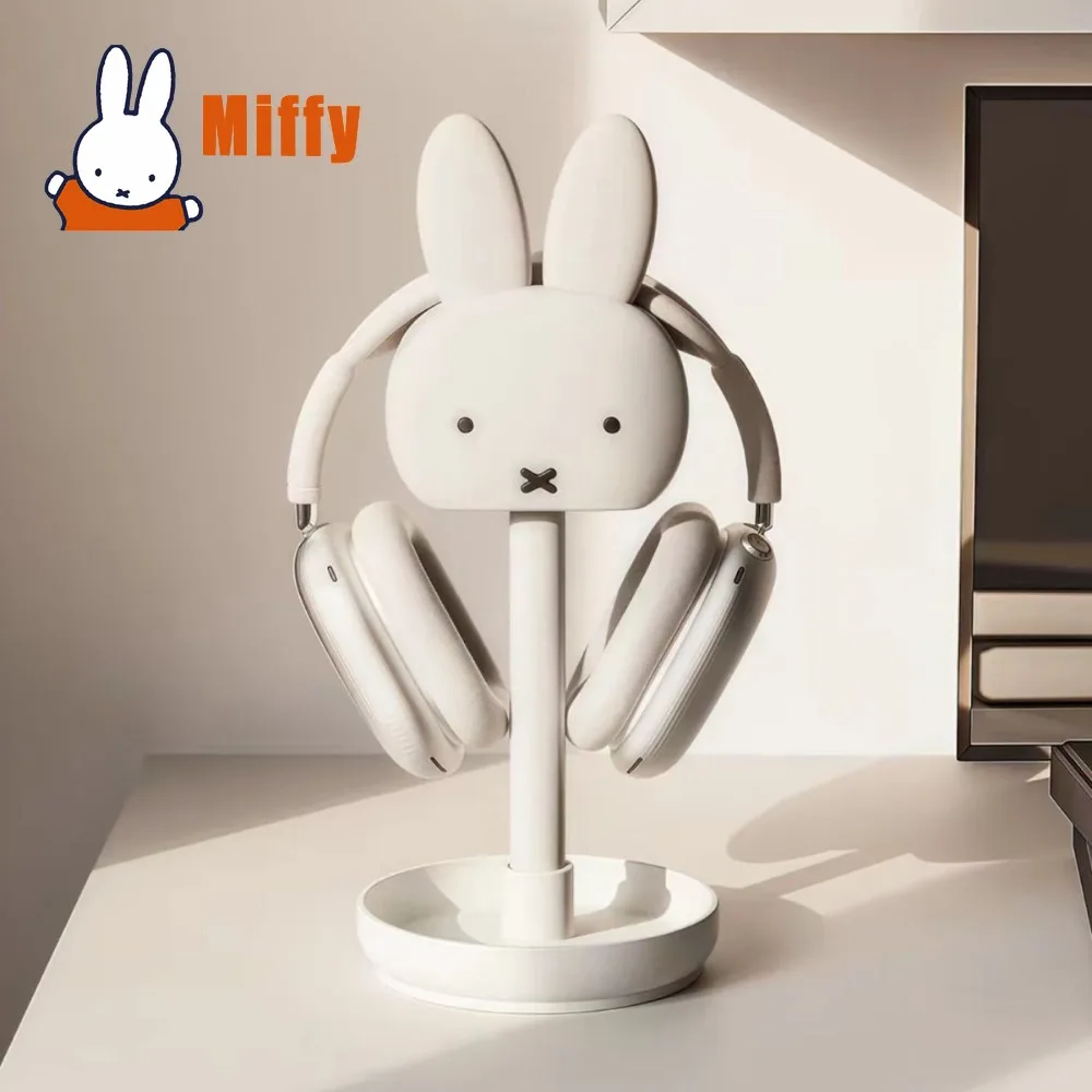 Kawaii Miffy Kopfhörerständer Niedlicher Hasen-Ohrhörerhalter Desktop-Displayständer Kabellose Over-Ear-Kopfhörerhalterung Gaming-Geschenk