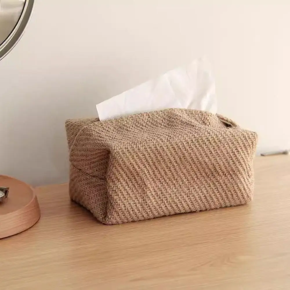 Kreative Leinen-Baumwoll-Taschentuchbox im japanischen Stil, große Kapazität, Taschentuchboxen, Behälter, Vintage-Servietten-Organizer, Teetisch – Detail 10
