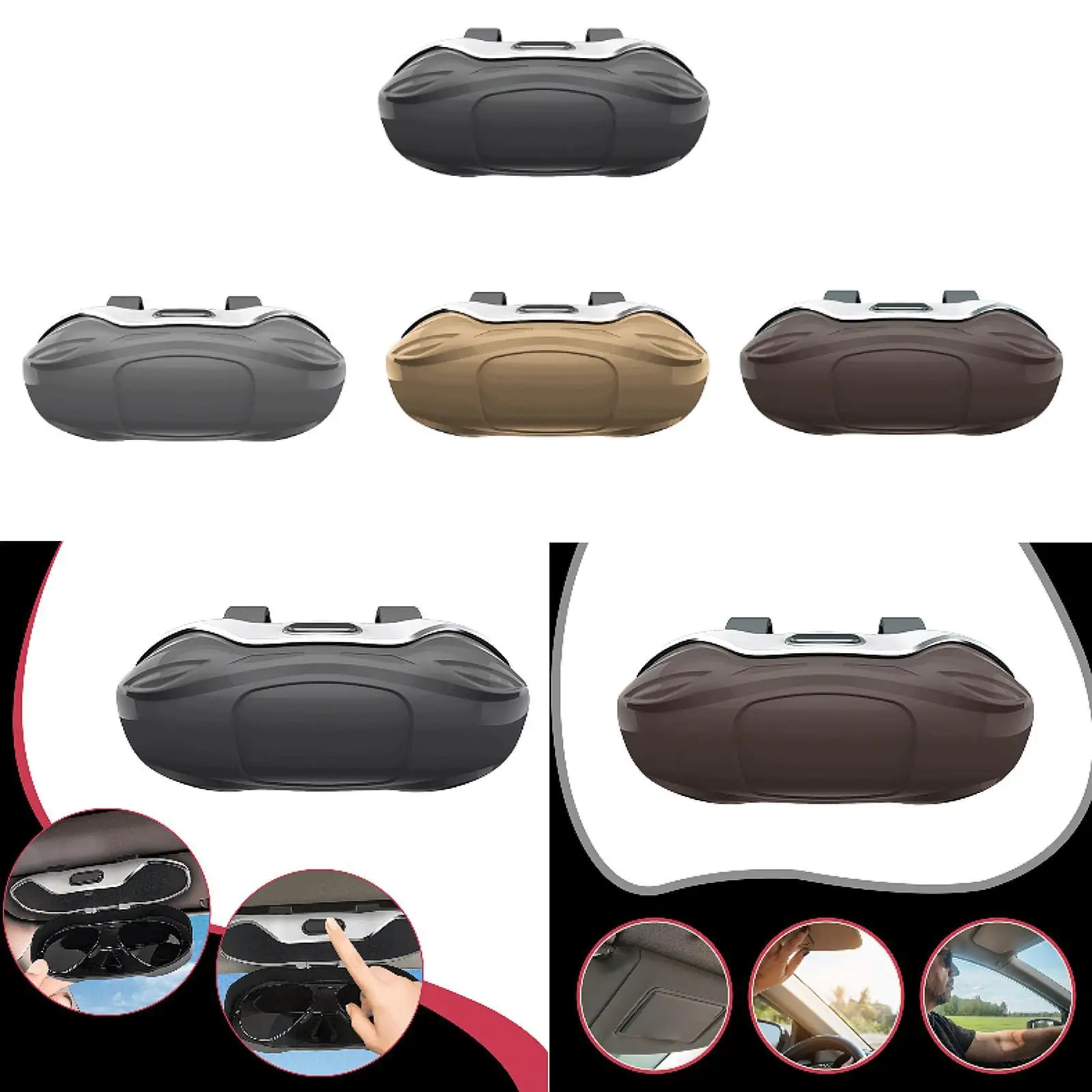 

Sunglasses Holder for Car Visor Universal Convenient Hard Shell Sun Visor Organizer for Men Women Eyeglasses Storage Organizer