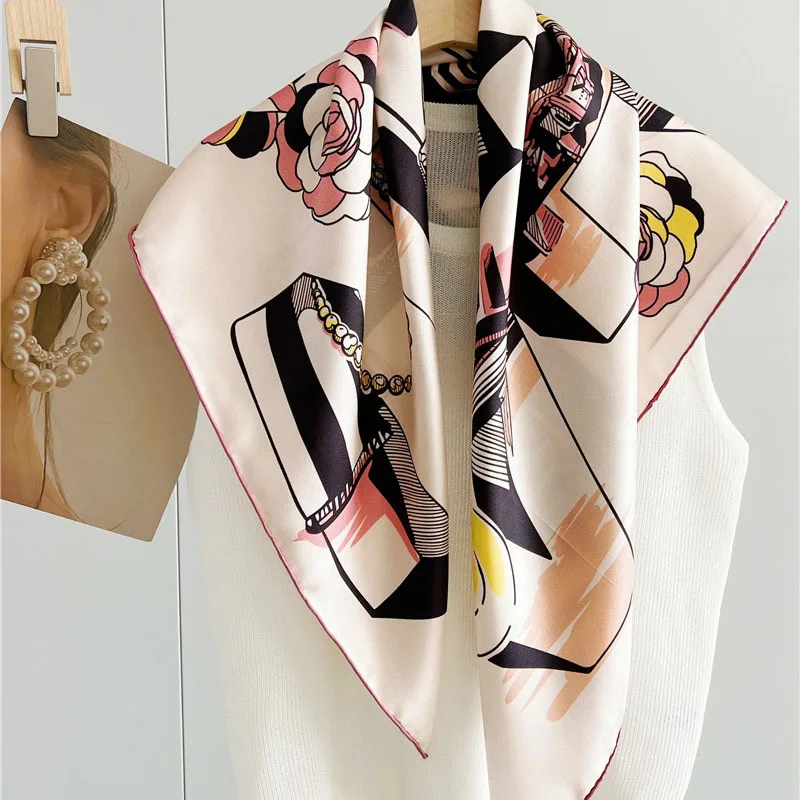 Large Square 100% Silk Scarf Shawl Womens Fashion Elegant Silk Wraps Neckerchief Cape 35\