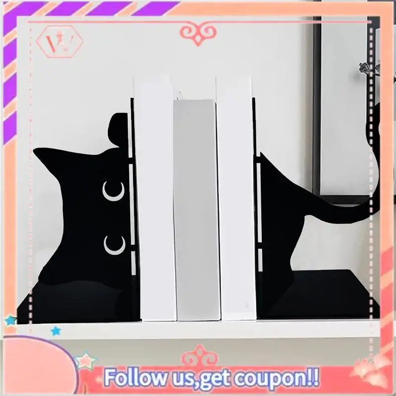 AT84-1 قطعة نهايات كتاب القط اللطيفة، نهايات الكتب المزخرفة، نهايات الكتاب باللون الأسود للأرفف، أشياء تزيين رف الكتب، رف الكتب المكتبي المنزلي