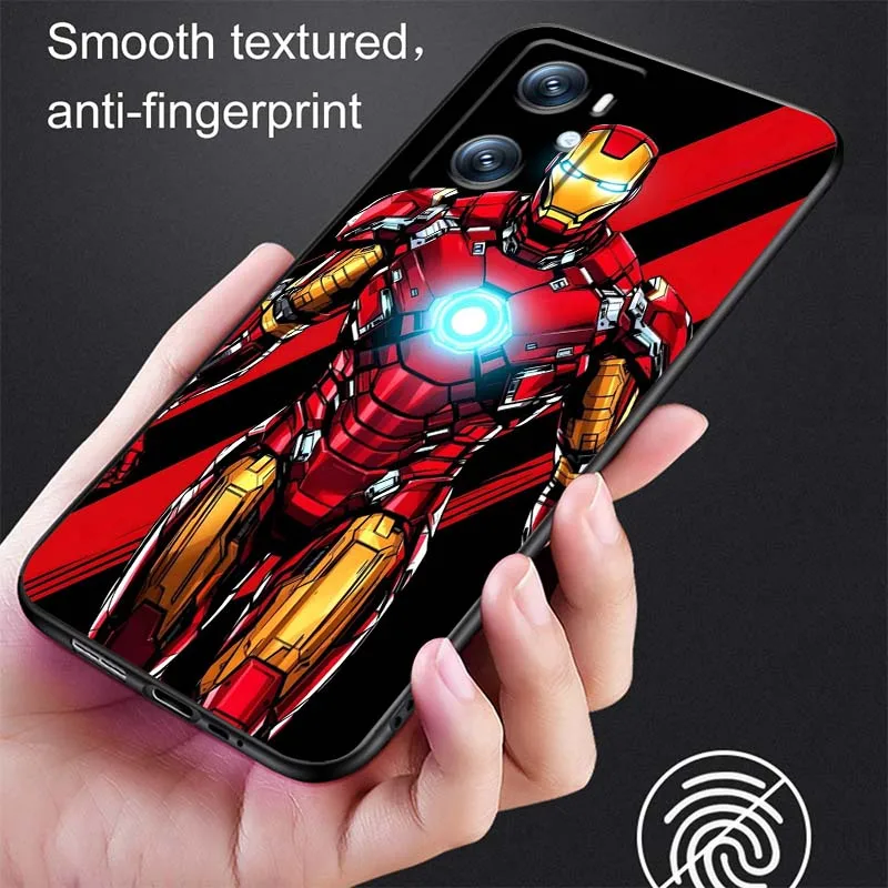 غطاء M-Marvels I-Irons M-Mans لـ OPPO Reno 5 6 7 A96 A40 A58 Realme GT A74 A78 Neo2 A74 A78 Find X5 X3 X7 X8 أسود