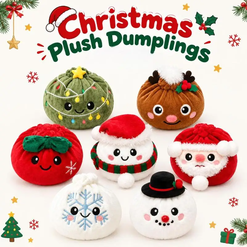 1/5Pcs Christmas Dumpling Plush  Style Gift Set With Mini Steamer Baskets Christmas Stocking Stuffers Party Favors