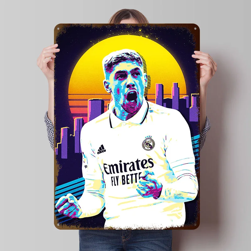 Federico Valverde Tinplate Poster Customized Wall Art Vintage Metal Signs Retro Tin Plaque for Living Room Decoration House Home