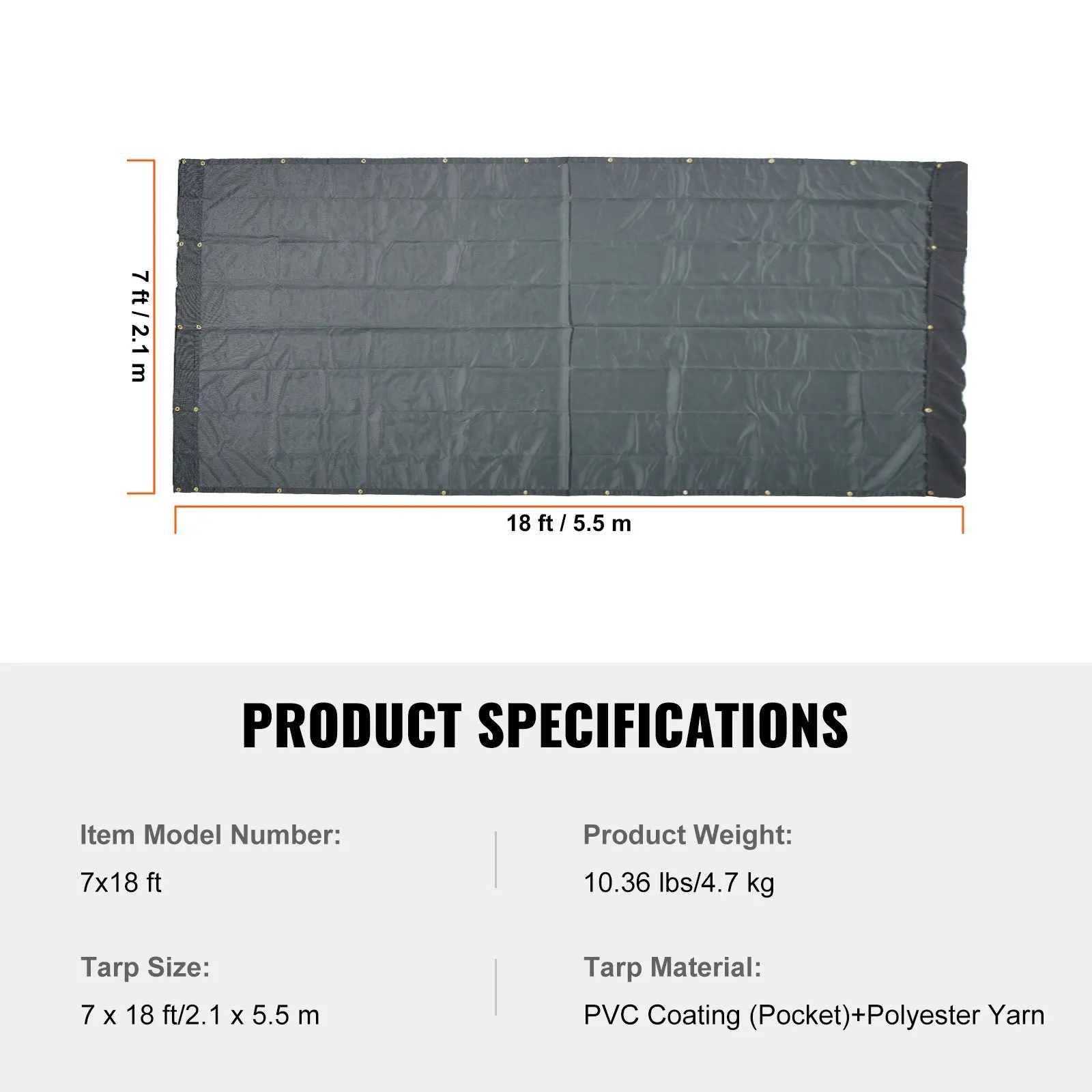 Free Shipping-PVC Coated Netting Cover 7 x 18 ft For Debris Hauling Waste Transport Gravel Delivery, 5.5 Inch 18oz Double Pocket Brass Grommets Reinforced Double Needle Stitch Webbing Manual Electric Dump Truck System Accessory view 8