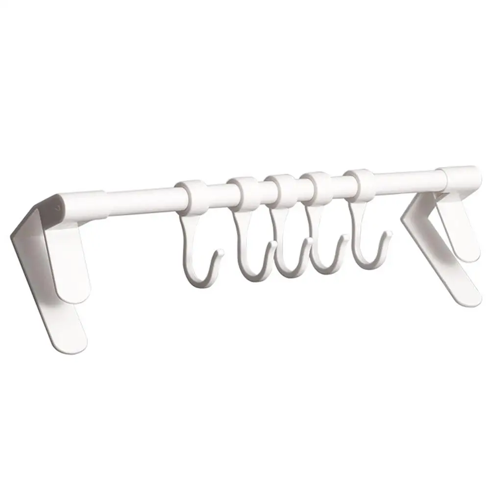 

White Multi-functional Kitchen Hooks Under Utensil Hangers Cabinet Hangers Plastic No Drill Storage Rack For Utensils