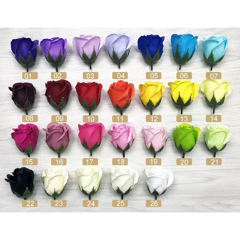 50pcs/bag 4.5x6.5cm Roses Artificial Flowers Soap Heads Romantic Wedding Valentine\'s Day Gift Bouquet Home Decoration Gift Box