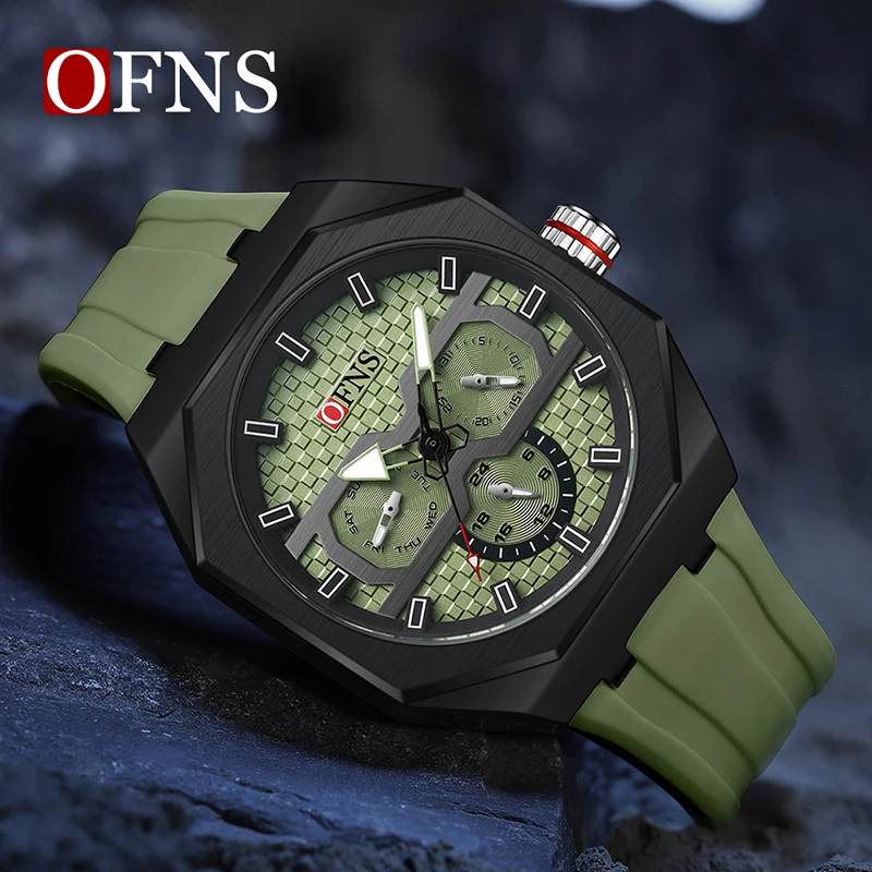 OFNS Top Brand Luxury Quartz Watch Men High Quality Stainless Steel Dress Wrist Watch Man Waterproof Chronograph Quartz Watches