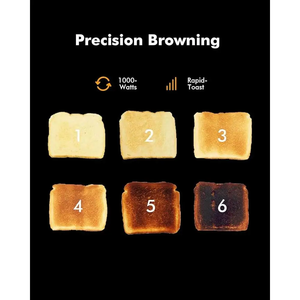 Тостер с широким отделением и 2 ломтиками, 6 настроек оттенка, автоматическое отключение, ручной подъемник, легко очищаемый лоток, идеальные бублики, вафли