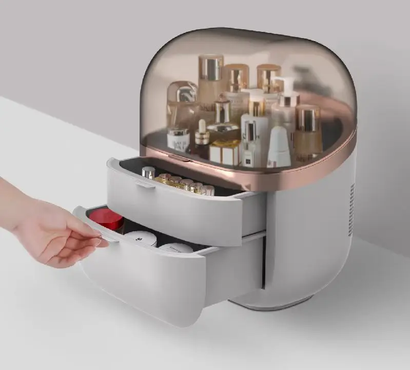ثلاجة محمولة للعناية بالبشرة سعة 22 لترًا - ثلاجة مكياج تجميل (درجة حرارة قابلة للتعديل، فائقة الهدوء، ضوء LED، للاستخدام المنزلي/الصالون)