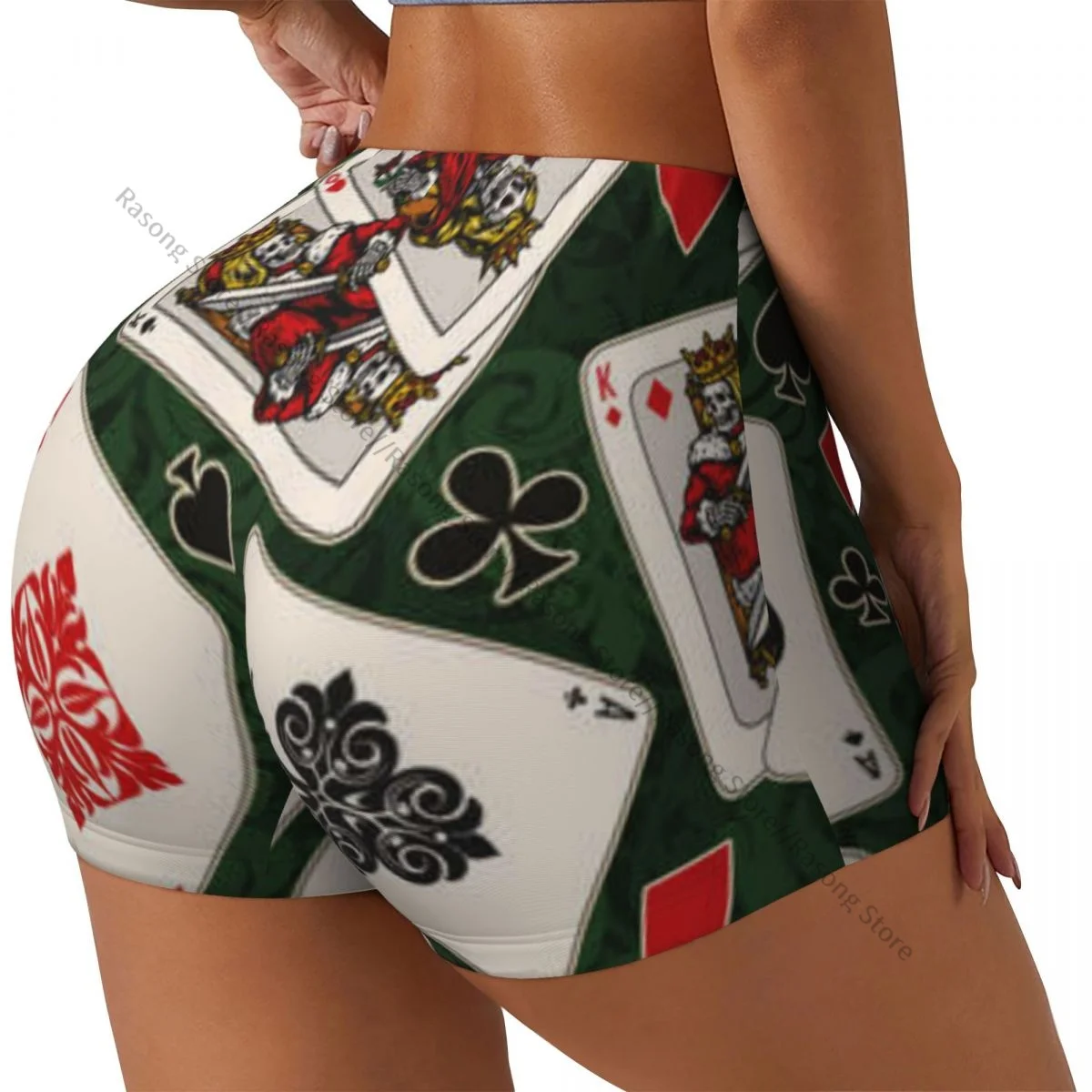 

Шорты для йоги, красочные винтажные покерные карты, женские байкерские плотные эластичные спортивные леггинсы для тренировок, спортивная одежда