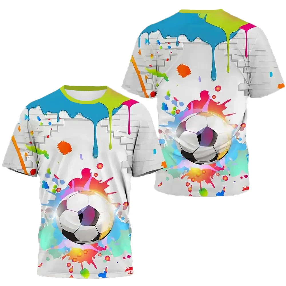 

Summer New Men's Football Graphic Print T-Shirt Fashion Sports Shirt Casual Simple Breathable Sweat-Wicking Top