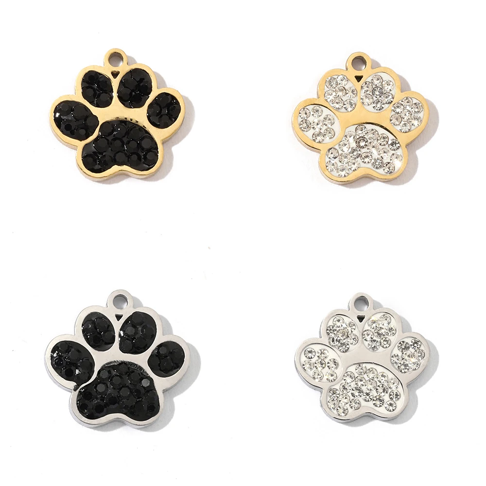 

3Pcs/Lot Stainless Steel Natural Semi precious Stone Charms Dog Paw Pendant For DIY Making Necklace Fashion Jewelry