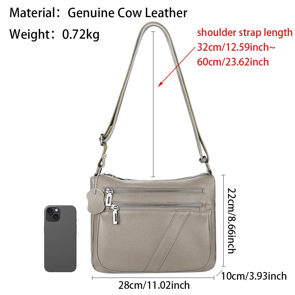 URBAN MASTER Women\'s Genuine Leather Luxury Shoulder Bags Casual Versatile Crossbody Bag Large Capacity Adjustable Strap 1748