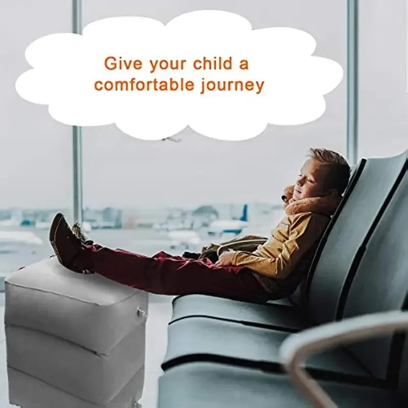 Inflatable Travel Foot Rest Pillow | Adjustable Height Leg Pillow | Make a Flat Bed for Kids and Toddlers | Great for Airplane