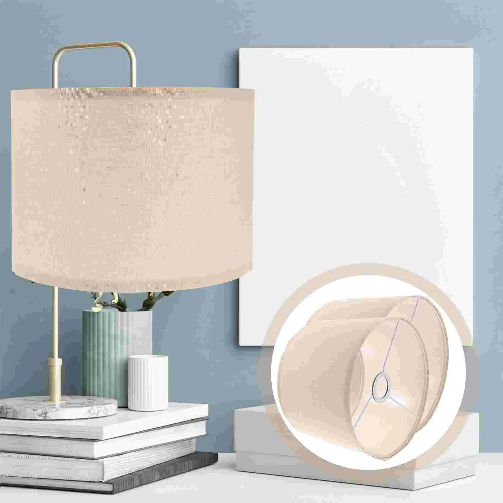 

2pcs Linen Lampshade 260x190MM Beige Grey Cloth Table Floor Hanging Light Cover Easy Install Home Bar Hotel Decor