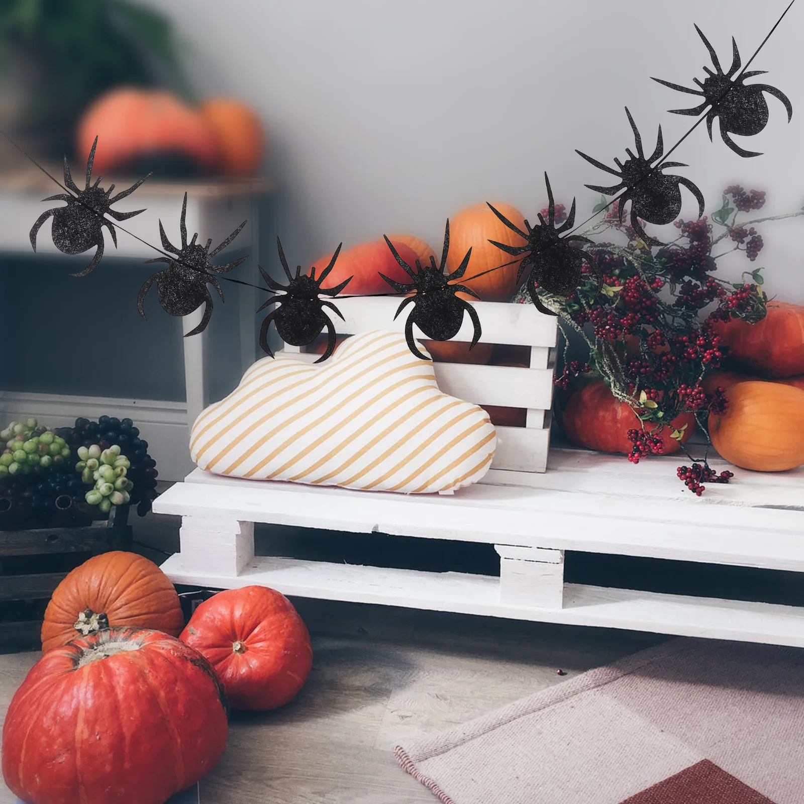 لافتة حفلات الهالوين، لافتة لباد العنكبوت، زينة معلقة على شكل عنكبوت أسود، تصميم إبداعي، صناعة متقنة، حديقة المنزل