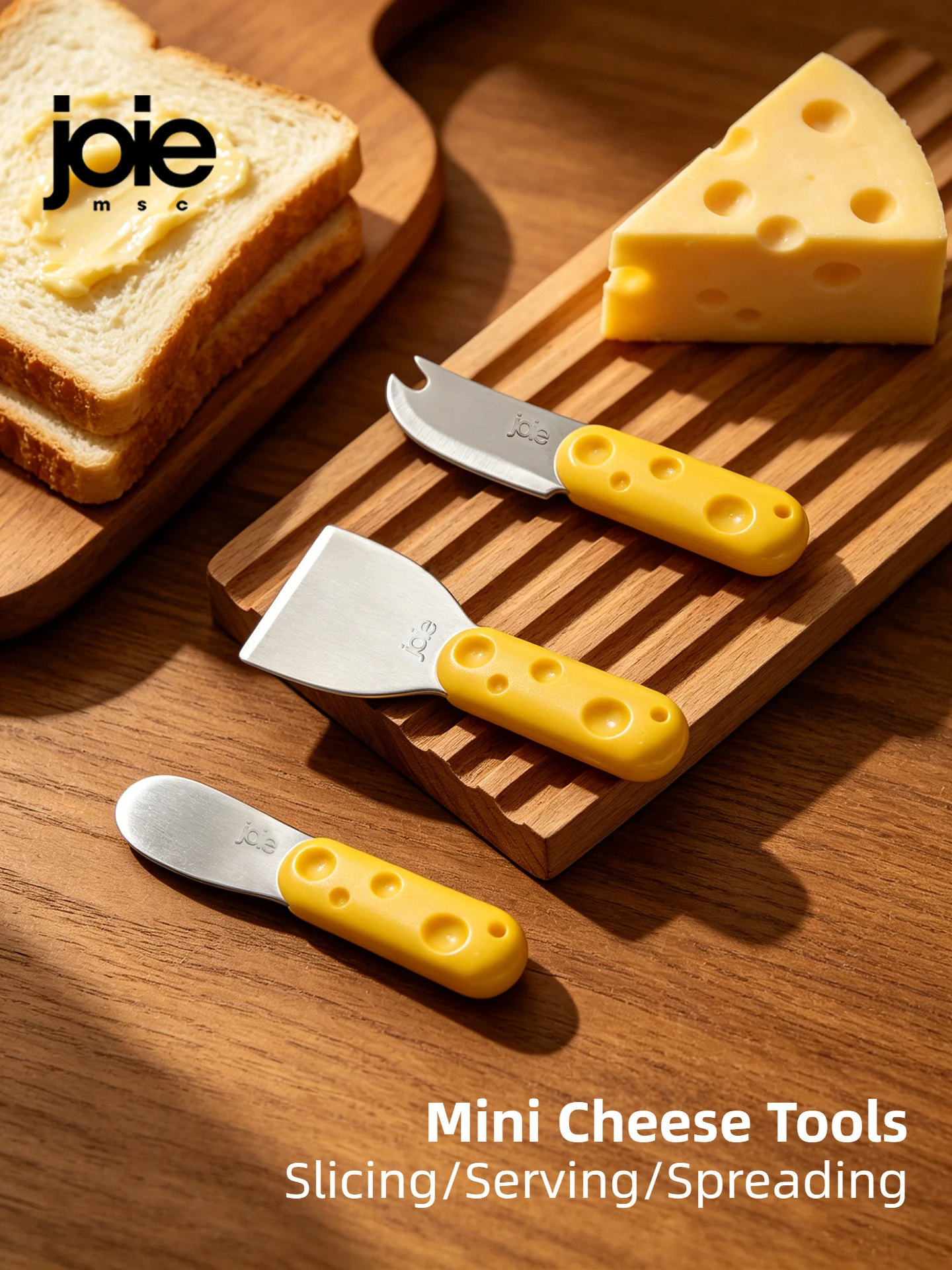 Joie Mini Cheese Tools tainless Steel Cheese Cutter Mini Butter Jam Spreading Spatula Fork Tip Cheese Slicer Utensil for Home