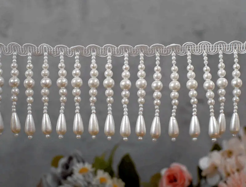 2 Yard/Lot Perlenanhänger Spitzenbesatz DIY Fransen Quaste Hochzeitskleid Kleidung Cheongsam Schal Lampe Vorhang Dekoration – Detail 16