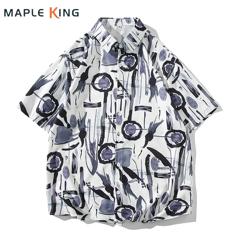 

Camisa Hawaiana Hombre 2024 Summer Men Shirts Short Sleeve Graffiti Printed Holiday Beach Streetwear Mens Loose Cardigan Blouses