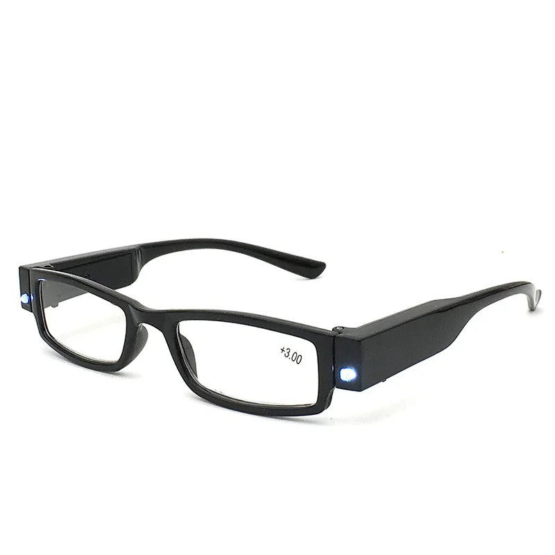 2021 LED with Light Reading Glasses for Women and Man Fashion Glasses Full Frame Reading Glasses +1.0 +1.5 +2.0 To +4.0