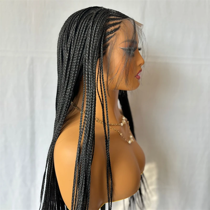 

Synthetic HD Transparent Lace Front Wig Braided Wig For Black Women Crochet Braid Braiding Hair Knotless Box Cornrow Braids Wigs