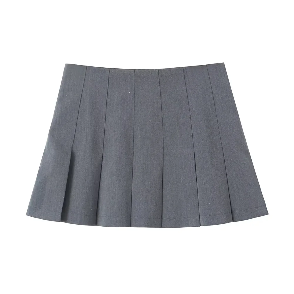 2024ZAR * Spring/Summer New Women's Fashion Versatile High Waist Wide pleated Short Skirt Academy Style Short Half Skirt