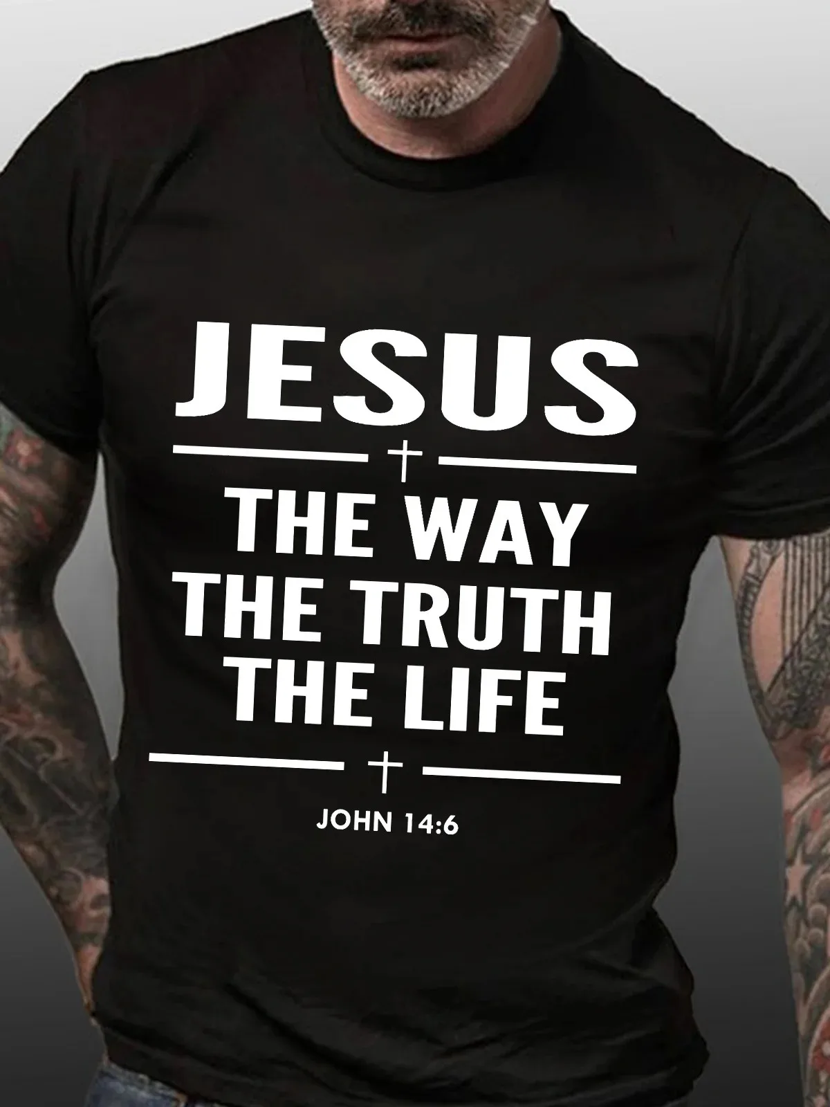 Jesus The Way The Truth The Life John 14:6 Christian Gift T-shirt   Graphic Print Casual Tee Shirts