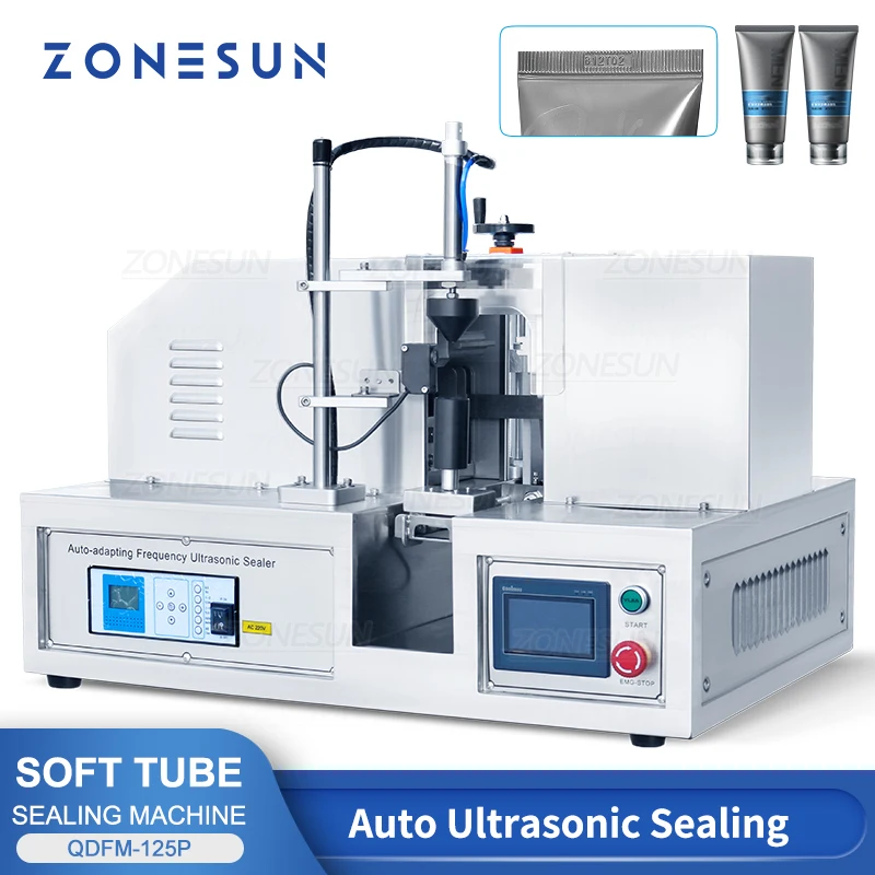 ZONESUN Ultrasonic Tube Sealing Machine with Date Stamping Toothpaste Hand Cream Lotion Packaging Production QDFM-125P