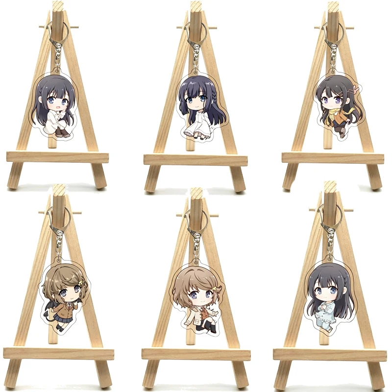 55MM Anime Rascal Does Not Dream of Bunny Girl Senpai‌ Figure Sakurajima Mai Koga Tomoe Makinohara Shōko Acrylic Keychain Gifts