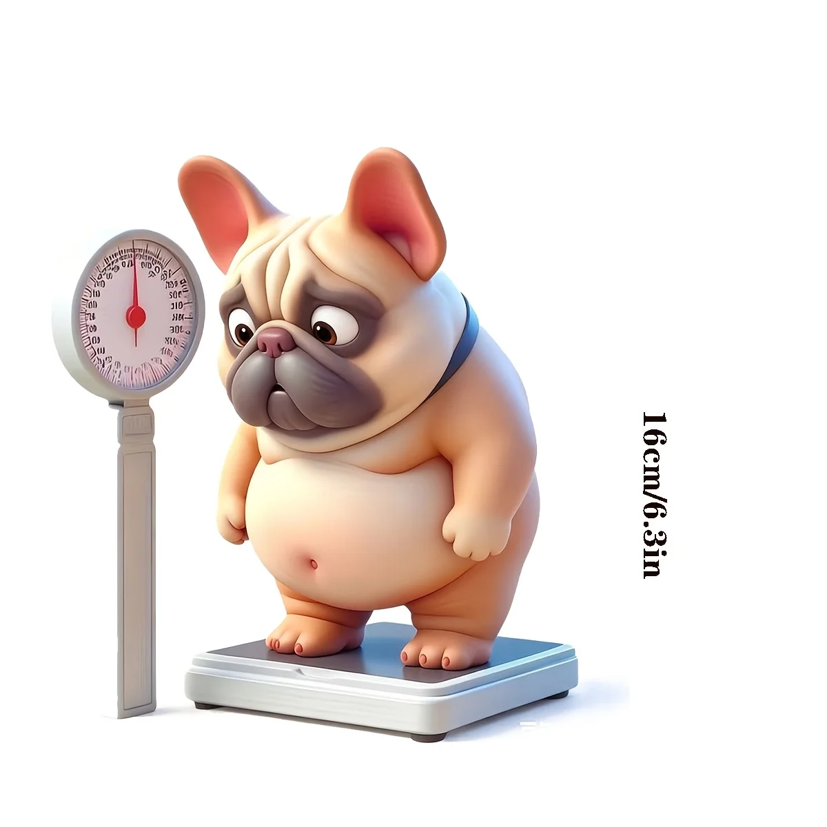 Chubby French Bulldog On Scale Vinyl Sticker, Waterproof Decal For Car Motorcycle Window Glass Metal Ceramic Decor, Holiday Gift