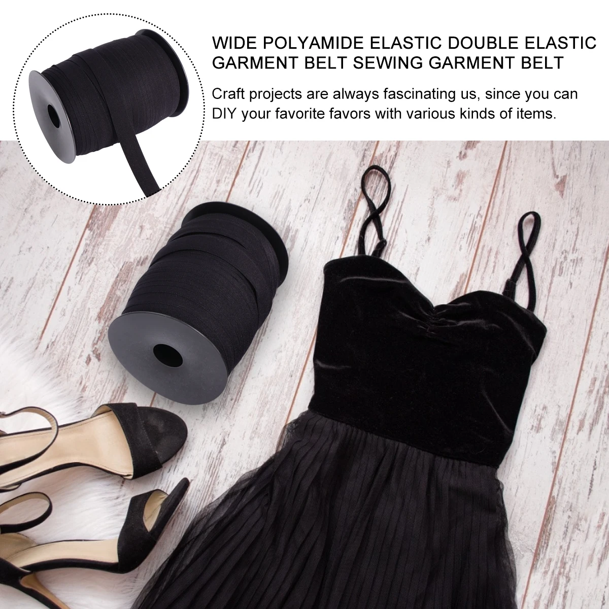 

Elastic Band Protective Cap Strip Bands Sewing Stretchy Protection Knitting Black