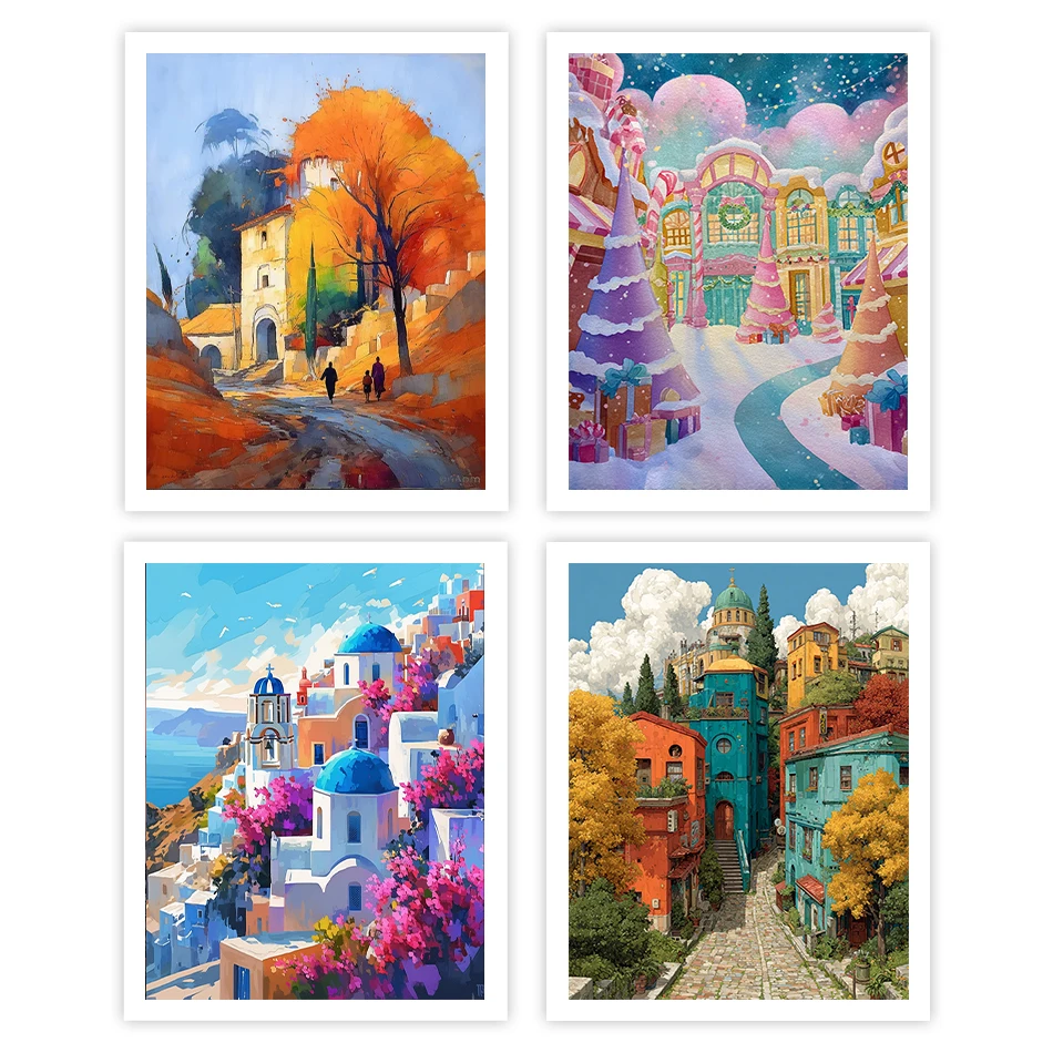 GATYZTORY Painting By Numbers Acrylic house Landscape Watercolor Paint Pictures By Numbers Diy Oil Art Picture Frame Handiwork