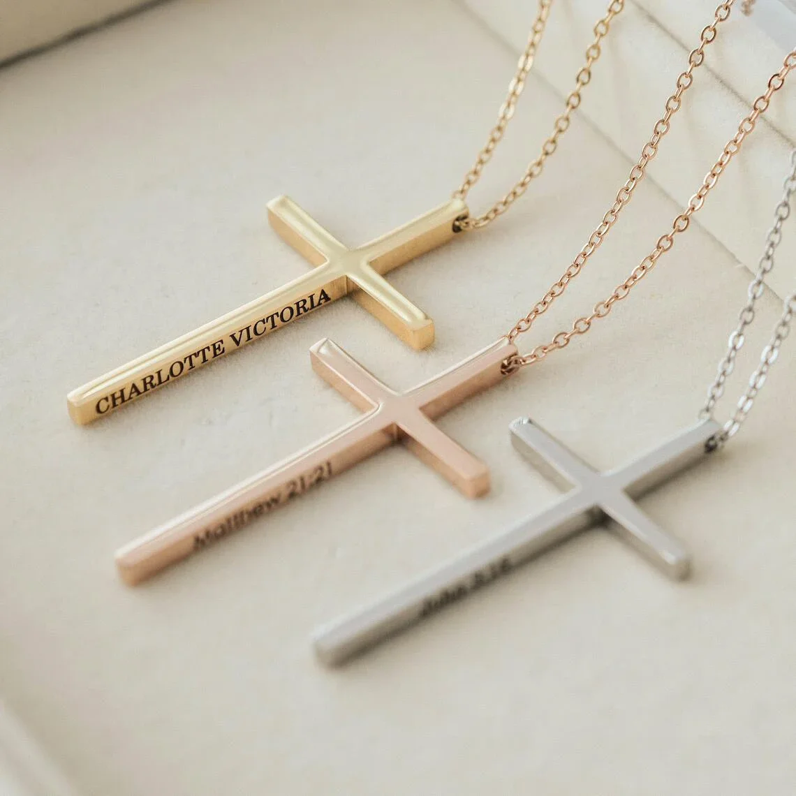 Customized Personalized Cross Necklace Cross Pendant Engrave Text Birthday Mother's Day Gift Memorial Jewelry Christian Gifts