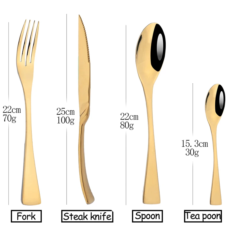 AJOYOUS 24Pieces Cutlery Set 304 Stainless Steel Tableware Knife Fork Spoon Cutlery Set with Teaspoon Kitchen Western Dinnerware