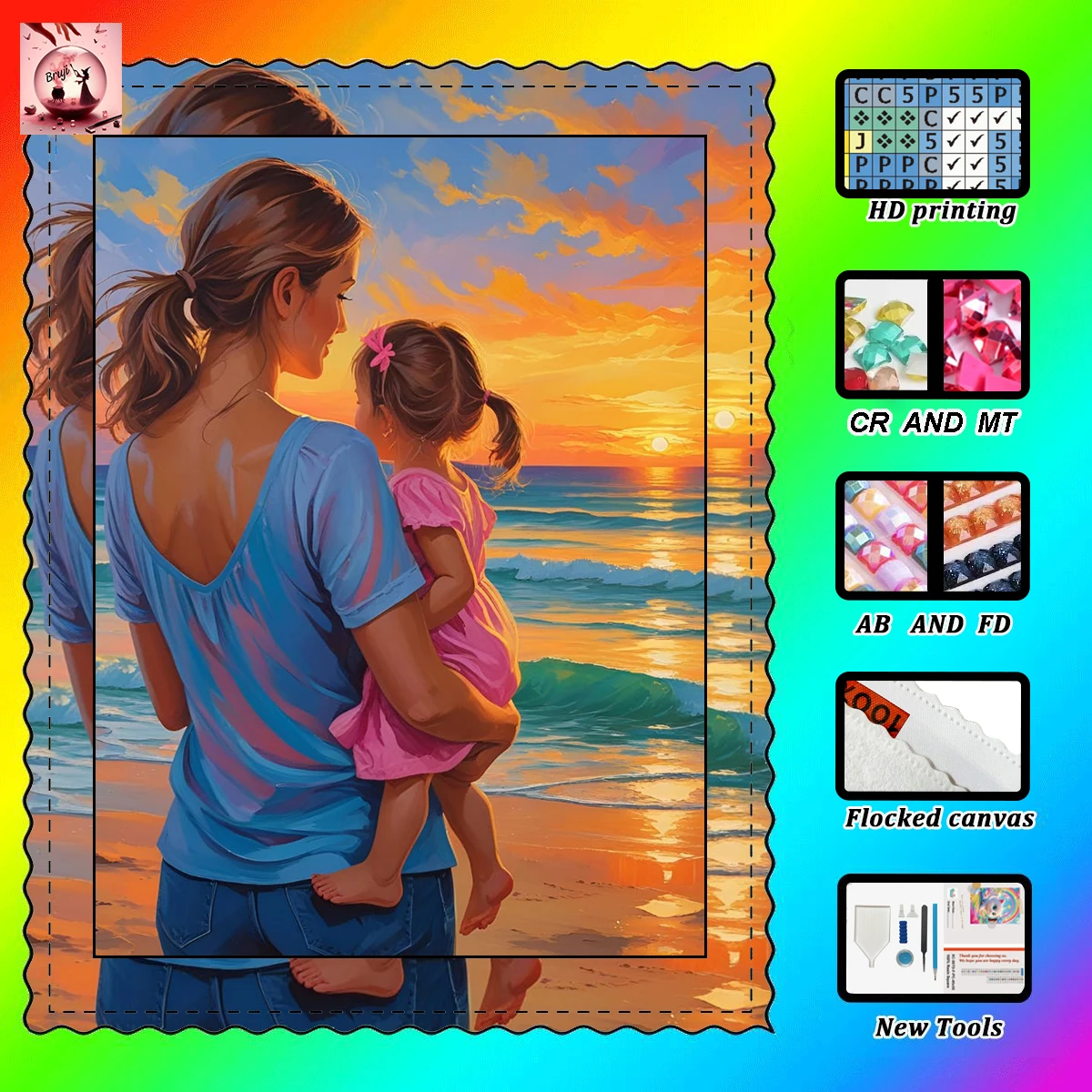 

【Bruji_ Diamond Art】Dusk with mom witch Rhinestone Crystal AB Rhinestone FD Rhinestone Perfect Resin Diamond